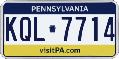PA license plate KQL7714