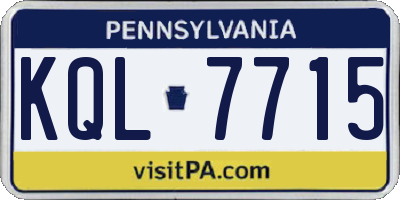 PA license plate KQL7715