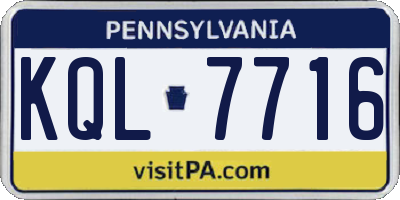 PA license plate KQL7716