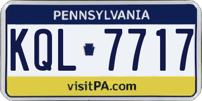 PA license plate KQL7717