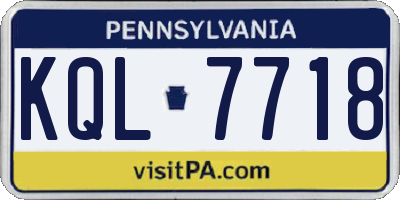 PA license plate KQL7718