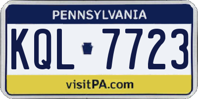 PA license plate KQL7723