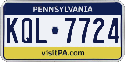 PA license plate KQL7724