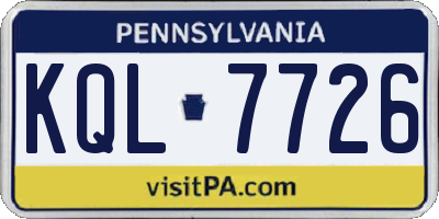 PA license plate KQL7726
