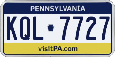 PA license plate KQL7727