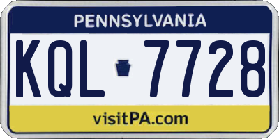 PA license plate KQL7728