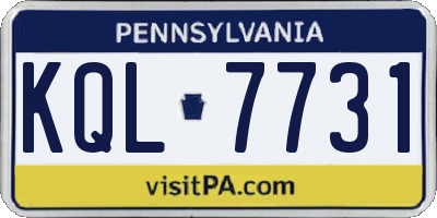 PA license plate KQL7731