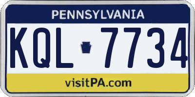PA license plate KQL7734