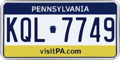 PA license plate KQL7749