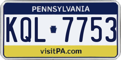 PA license plate KQL7753