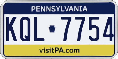 PA license plate KQL7754
