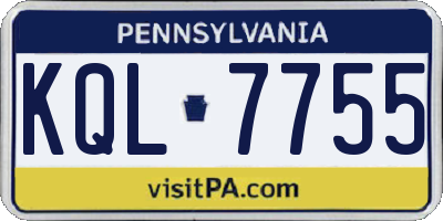 PA license plate KQL7755