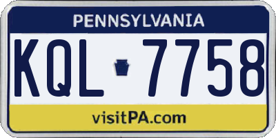 PA license plate KQL7758