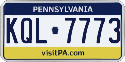 PA license plate KQL7773