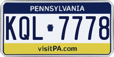PA license plate KQL7778