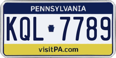 PA license plate KQL7789