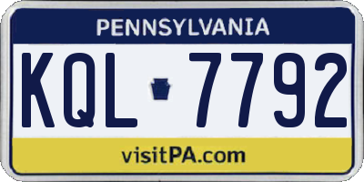 PA license plate KQL7792