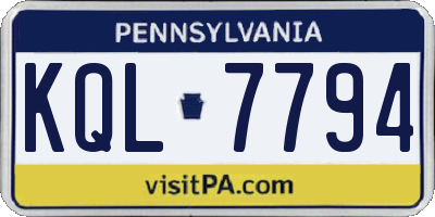 PA license plate KQL7794