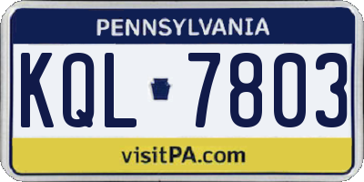 PA license plate KQL7803