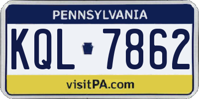 PA license plate KQL7862