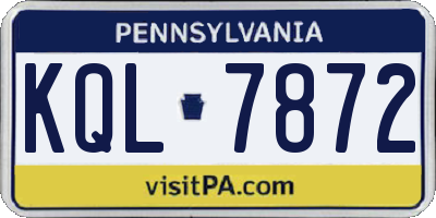 PA license plate KQL7872