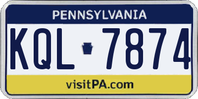 PA license plate KQL7874