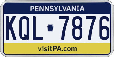 PA license plate KQL7876