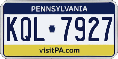 PA license plate KQL7927