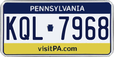 PA license plate KQL7968