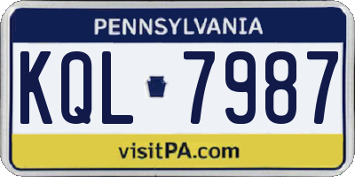 PA license plate KQL7987