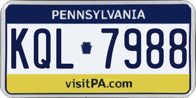 PA license plate KQL7988
