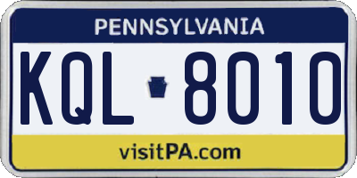PA license plate KQL8010