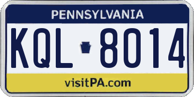 PA license plate KQL8014