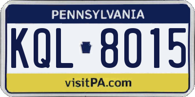 PA license plate KQL8015