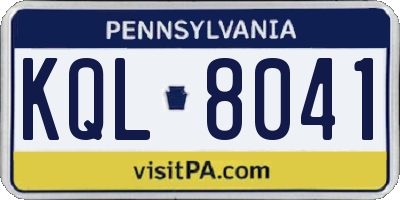 PA license plate KQL8041