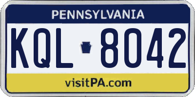 PA license plate KQL8042