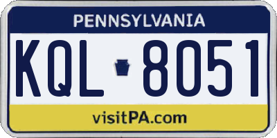 PA license plate KQL8051