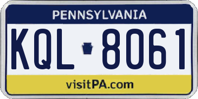 PA license plate KQL8061