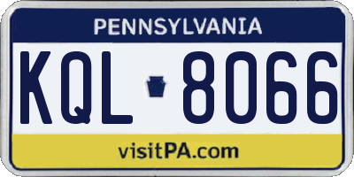 PA license plate KQL8066