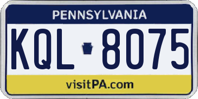 PA license plate KQL8075
