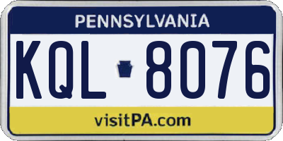 PA license plate KQL8076
