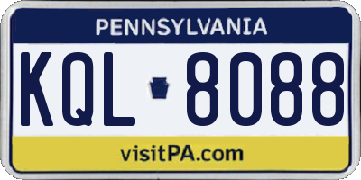 PA license plate KQL8088