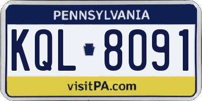PA license plate KQL8091