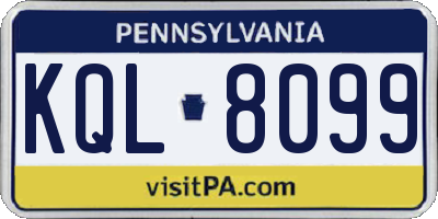 PA license plate KQL8099