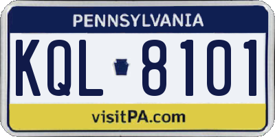 PA license plate KQL8101