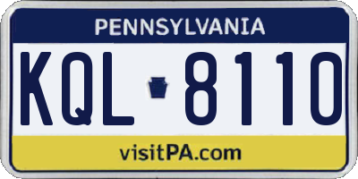 PA license plate KQL8110
