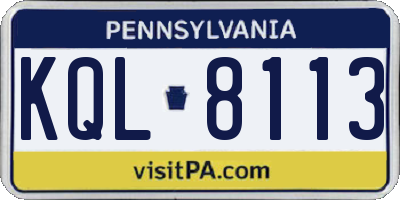 PA license plate KQL8113