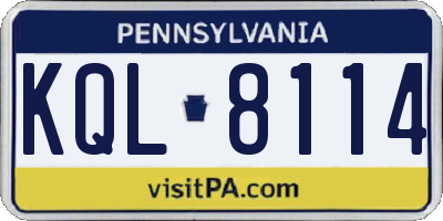 PA license plate KQL8114