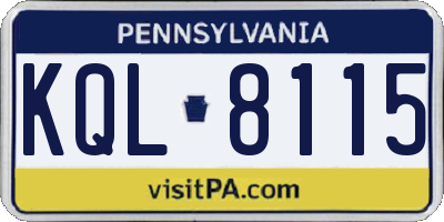 PA license plate KQL8115