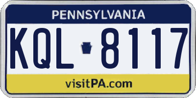 PA license plate KQL8117